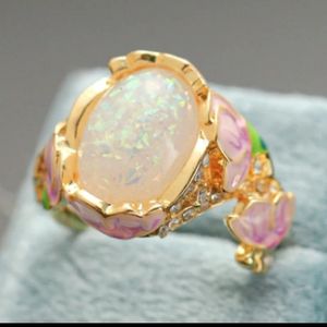 ✨AMAZING Golden Flower Open Patchwork Ring Size 7!🌷❤️✨